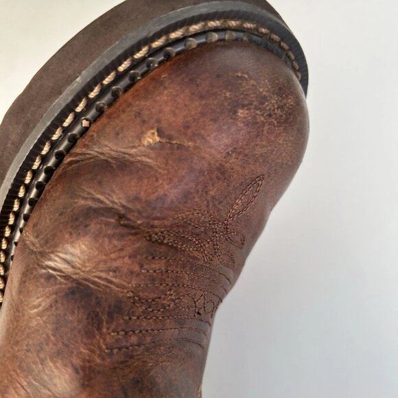 Justin Gypsy Brown Leather Teal Embroidered Cowboy Boots Womens Size 6B Boho - Picture 7 of 13